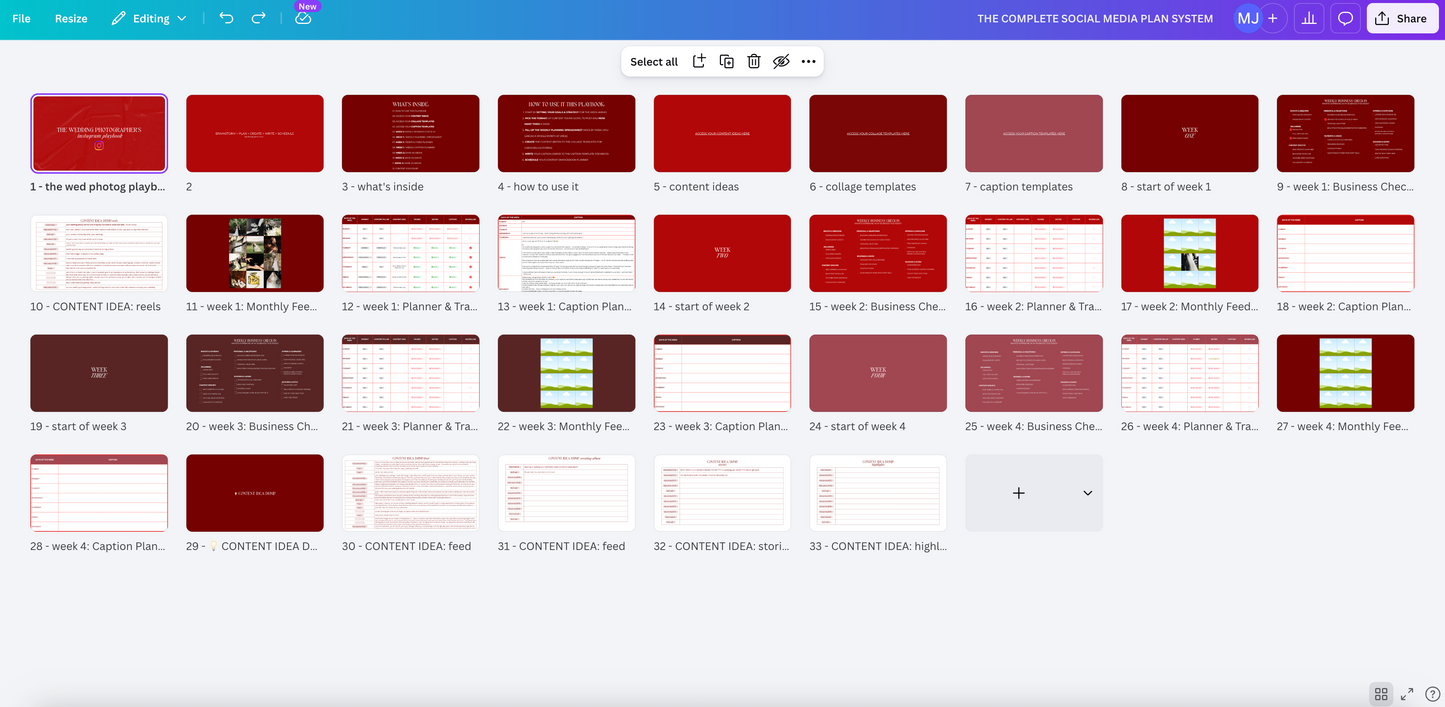 Instagram/Facebook Planning Tool For Wedding Photographers